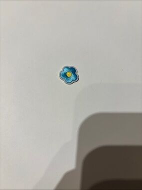 Mini Blue Embroidered Flower Patch with Yellow Center